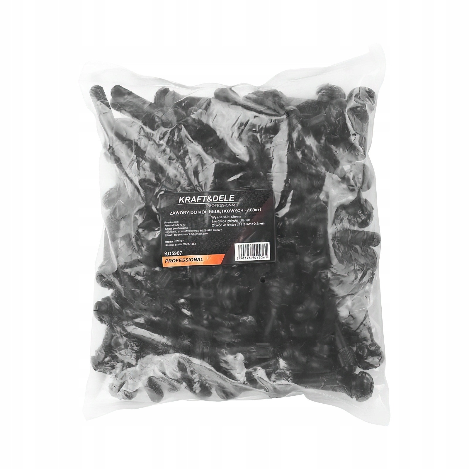 Zawory do Felg Gumowe Czarne 100 Sztuk Kraft&Dele