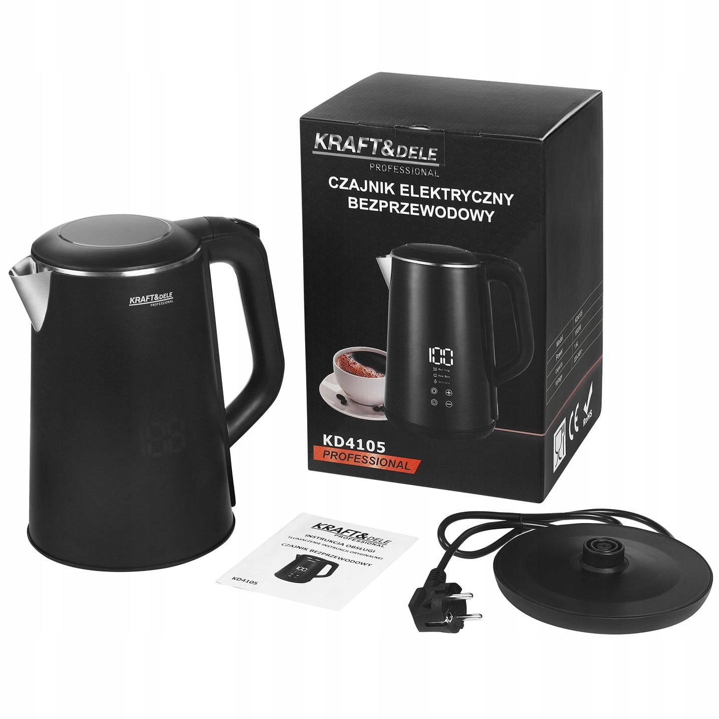 Czajnik Elektryczny Regulacja Temperatury 1,6L 1500W Dotykowy Kraft&Dele