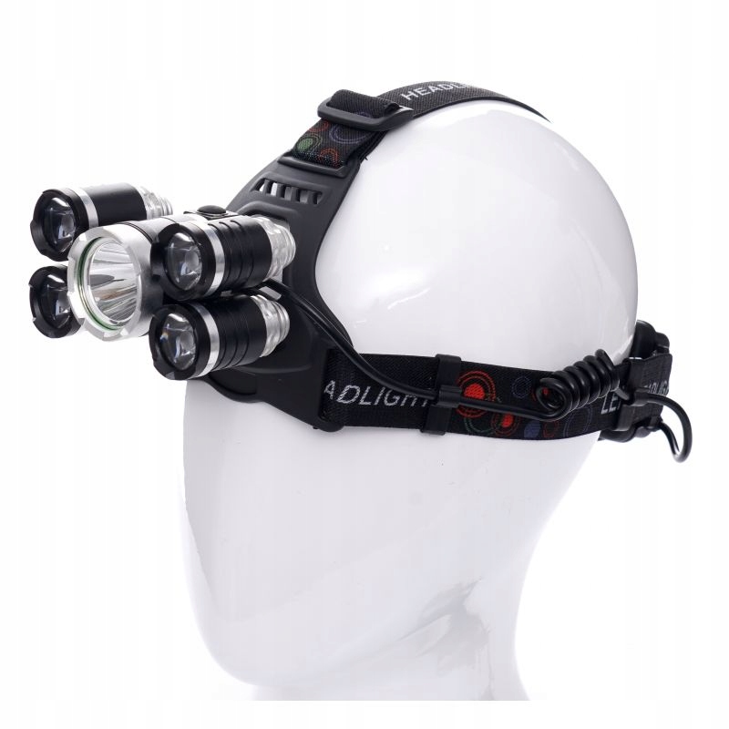 LATARKA CZOŁOWA CZOŁÓWKA LAMPKA T6 LED AKUMULATOROWA 5 DIOD KD1247