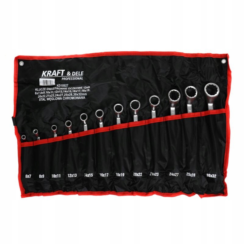 Zestaw Klucze 2 Stronne Oczkowe Odgięte Kraft&Dele 12 Elementów Kraft&Dele
