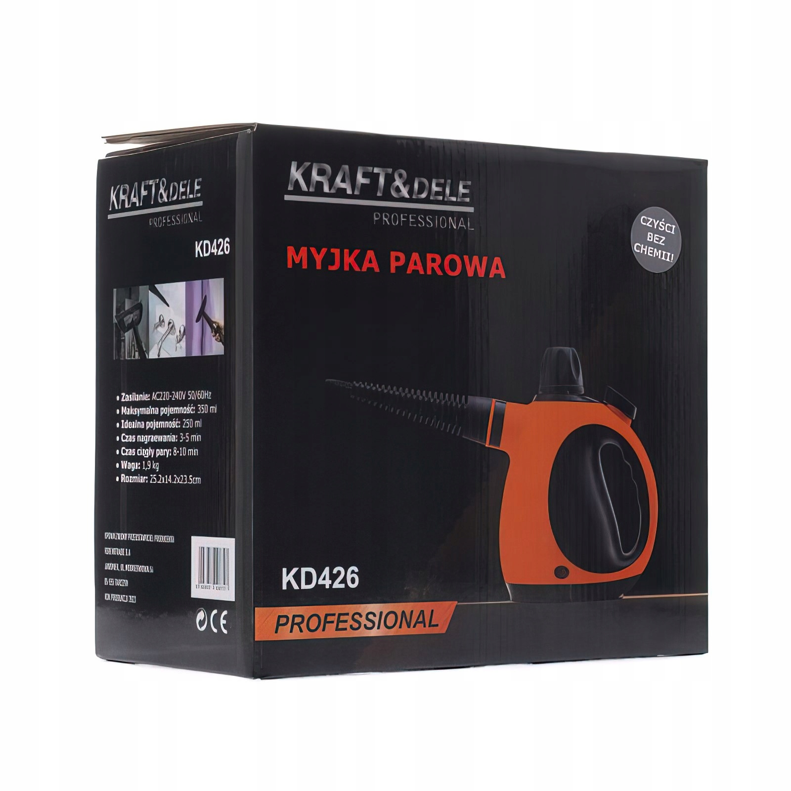 Myjka Parowa Poręczna 1100W 350 ml 169 °C 3,5 Bar Kraft&Dele