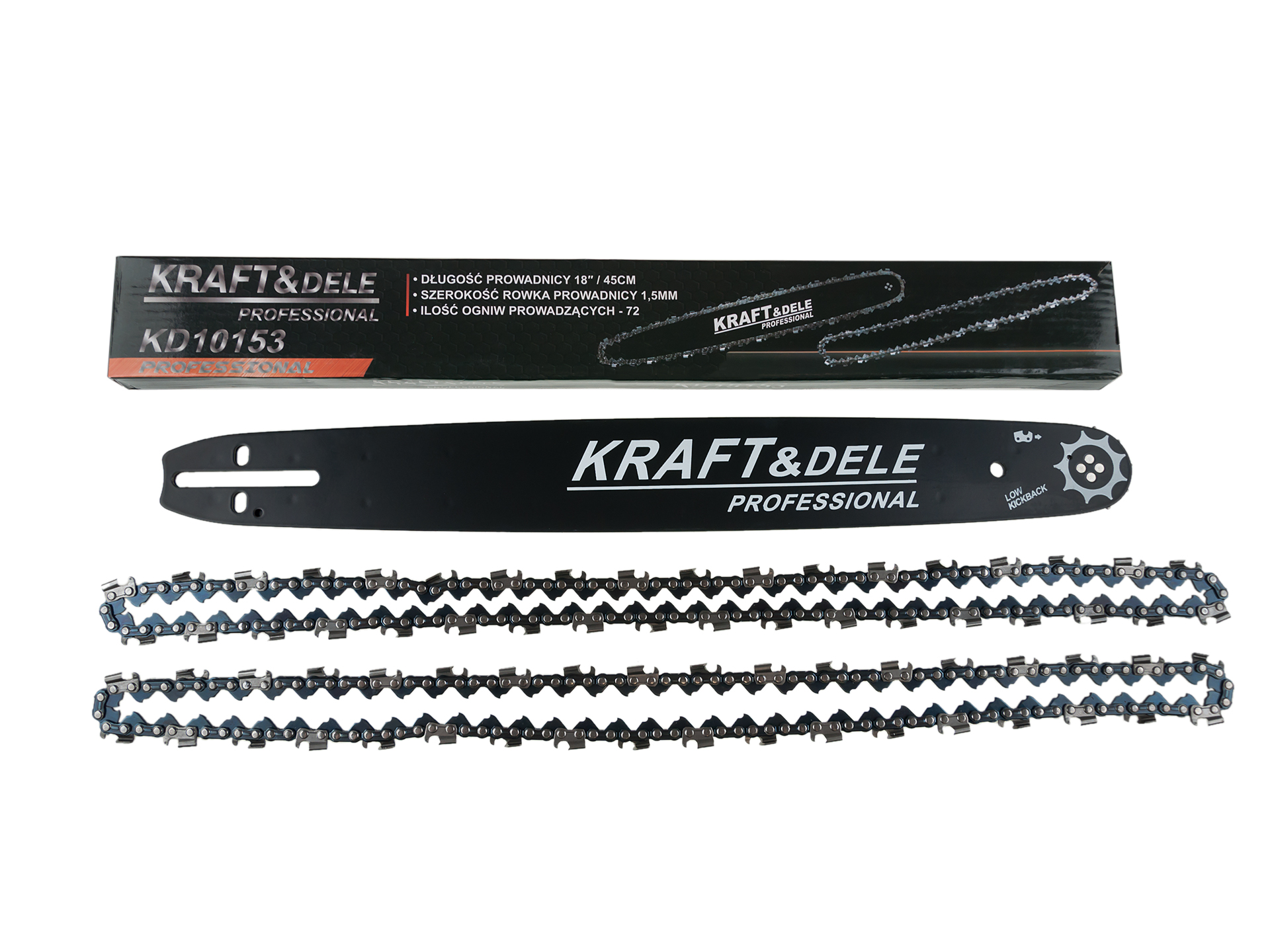 Prowadnica 18"/45cm + 2 łańcuchy Kraft&Dele KD10153