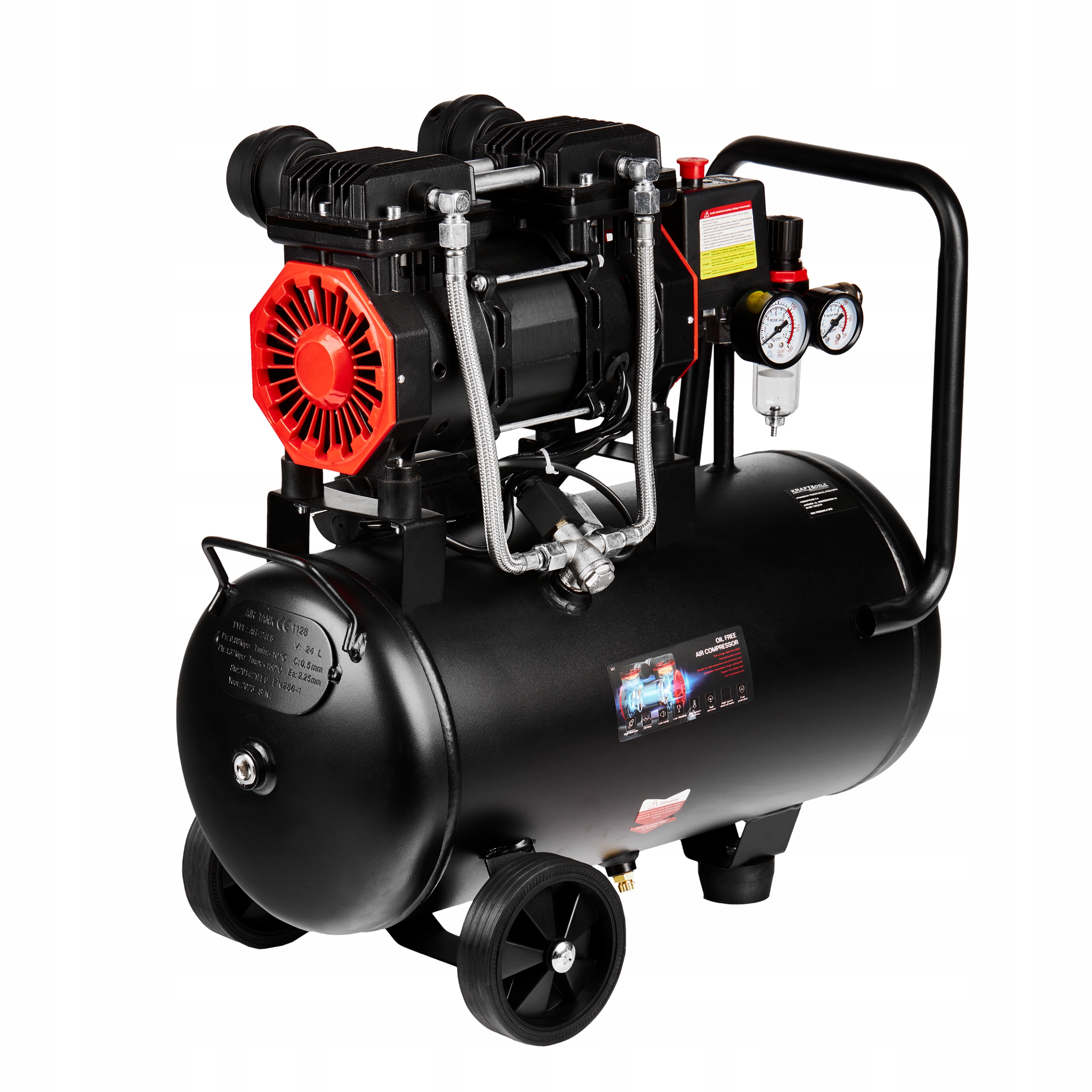 Kompresor Bezolejowy Kraft&Dele 8 Bar 24L 1390W 2800 obr/min.