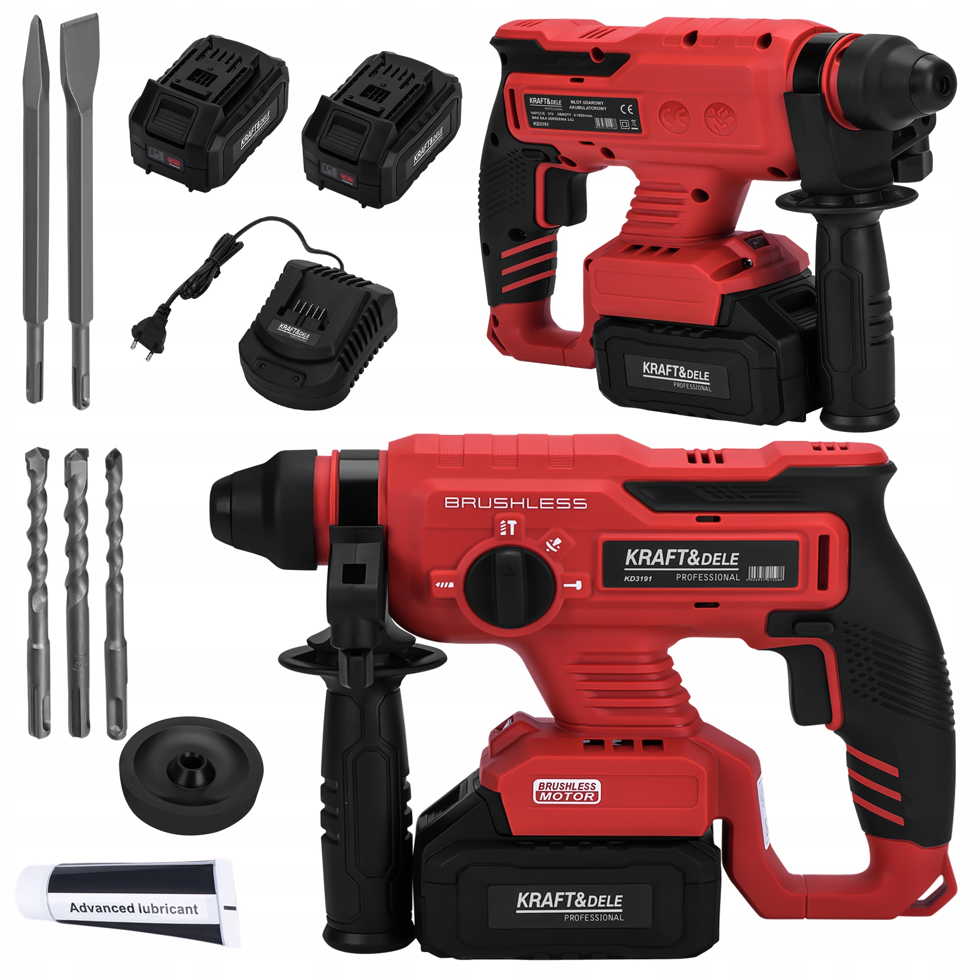 Młot Udarowy SDS Plus 3J Akumulatorowy 21V 2 x 4Ah Kraft&Dele