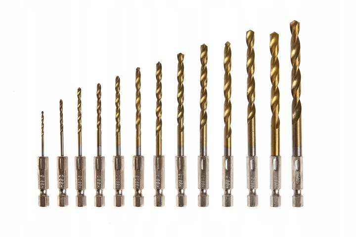 WIERTŁA TYTANOWE DO METALU BETONU ZESTAW HSS 13SZT