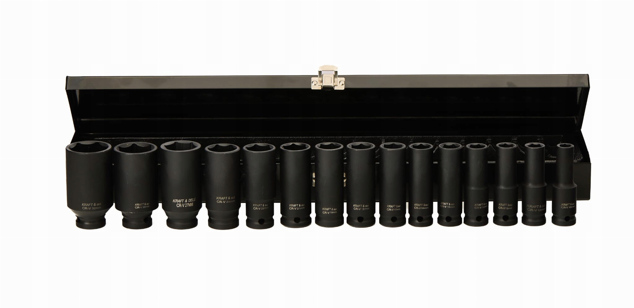 Nasadki Udarowe 1/2"" Cala 15 Sztuk Długie 10-32 mm CR-V Walizka Kraft&Dele