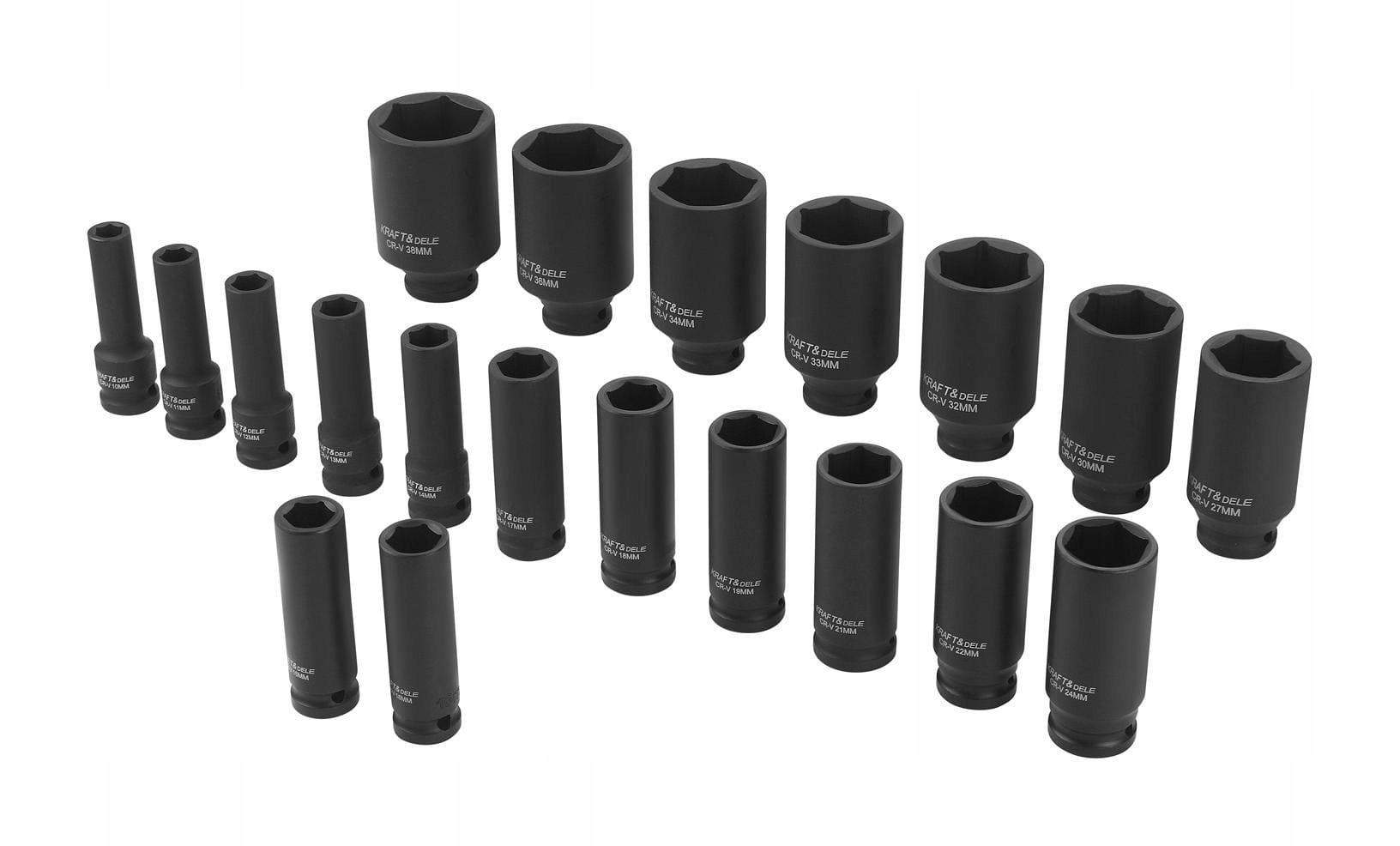 Zestaw Nasadek Udarowych 20 Elementów 6-Kątne 1/2"" 10-38 mm Kraft&Dele