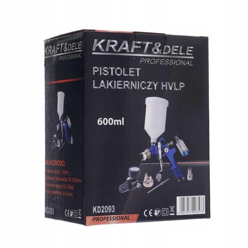 PISTOLET LAKIERNICZY HVLP REDUKTOR 600ML 1,4MM KD2093