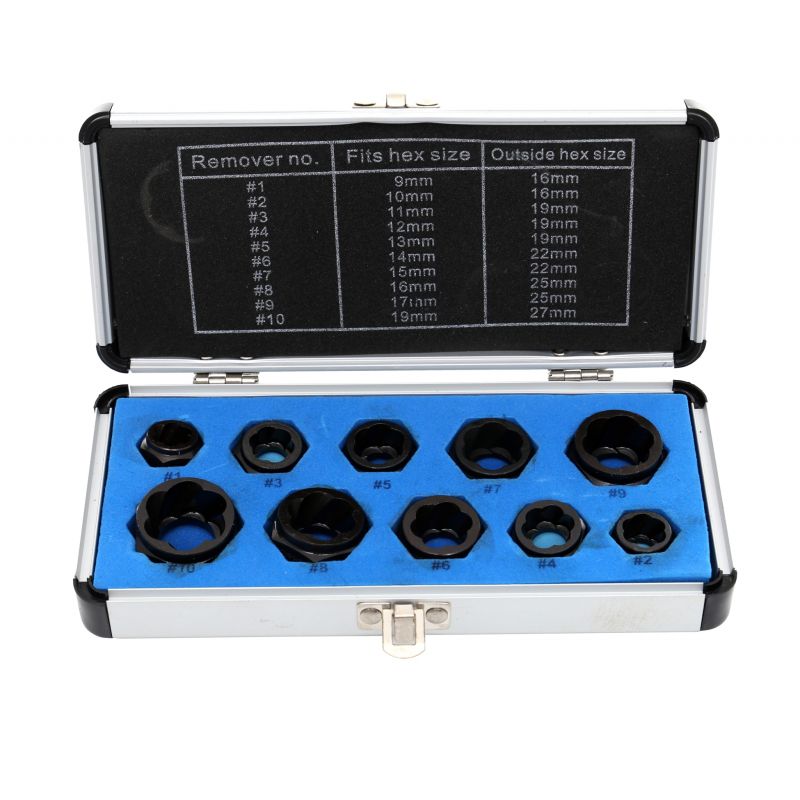 WYKRĘTAKI NASADKI DO ZERWANYCH USZKODZONYCH ŚRUB WALIZKA 10 SZT KRAFT&DELE