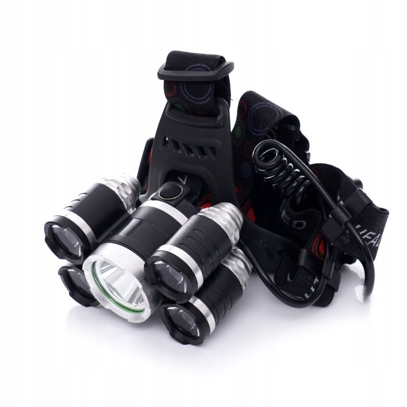 LATARKA CZOŁOWA CZOŁÓWKA LAMPKA T6 LED AKUMULATOROWA 5 DIOD KD1247