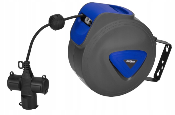 Przedłużacz Bębnowy Automatyczny Zwijacz Ścienny 180° 15m 3x Kraft&Dele