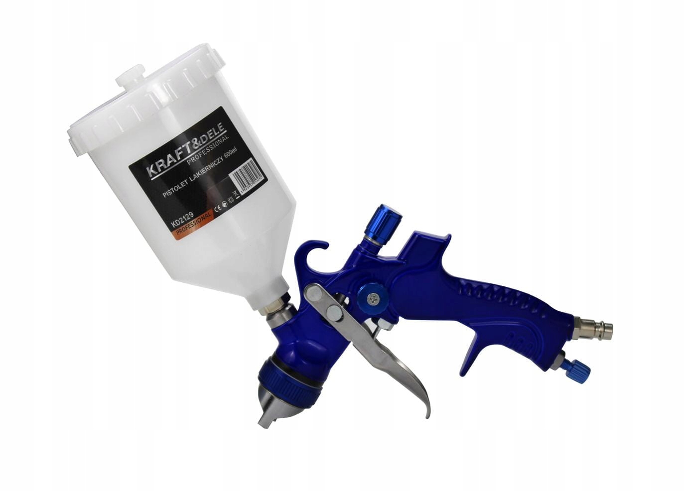 Pistolet Lakierniczy 600 ml 4 bar Dysze 2x 1,7 2 mm 90-170 l/min Kraft&Dele