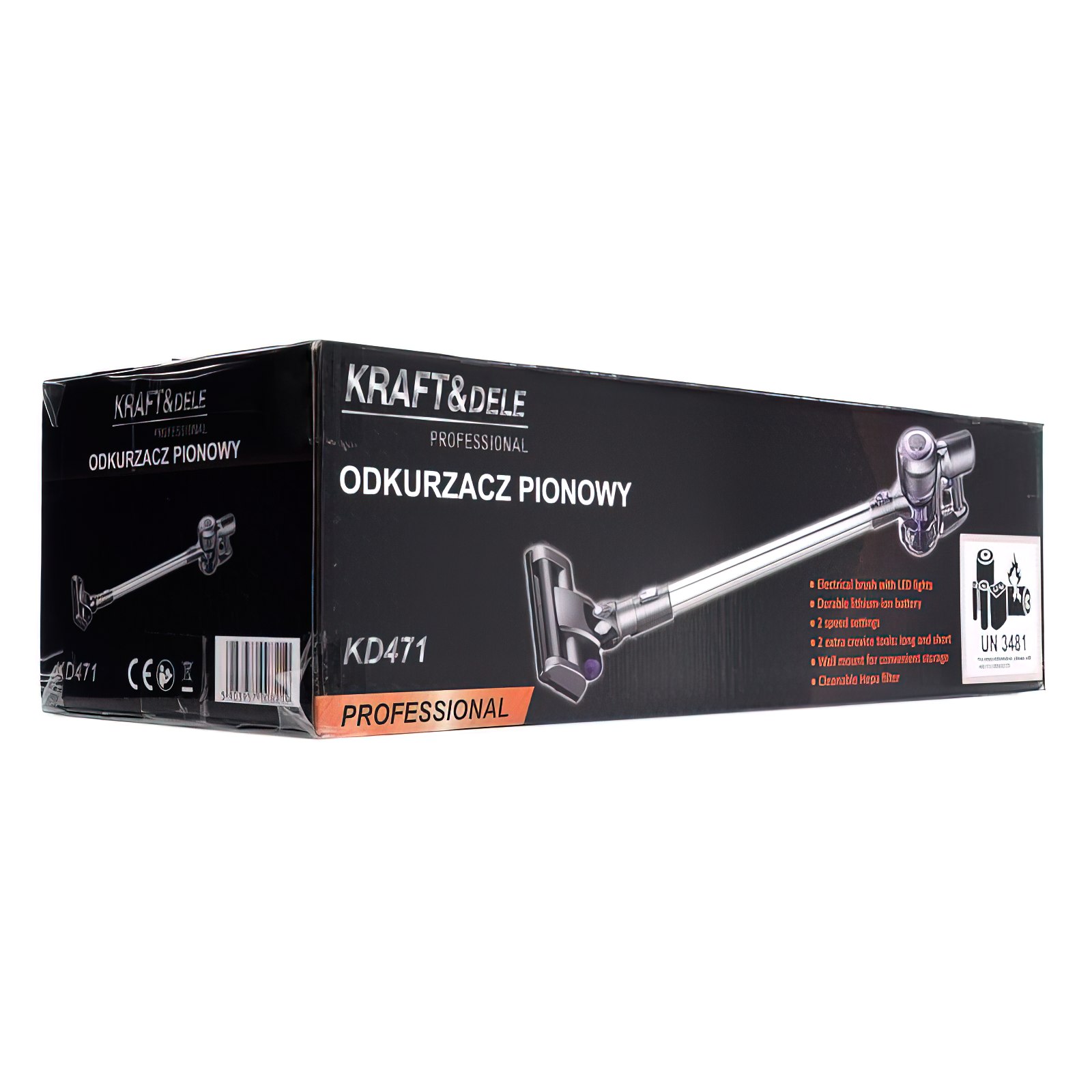 Bezprzewodowy Odkurzacz Pionowy LED 0,8L Fioletowy 2200mAh Kraft&Dele