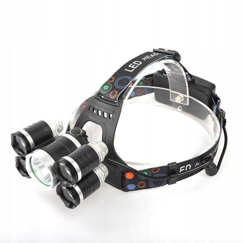 LATARKA CZOŁOWA CZOŁÓWKA LAMPKA T6 LED AKUMULATOROWA 5 DIOD KD1247