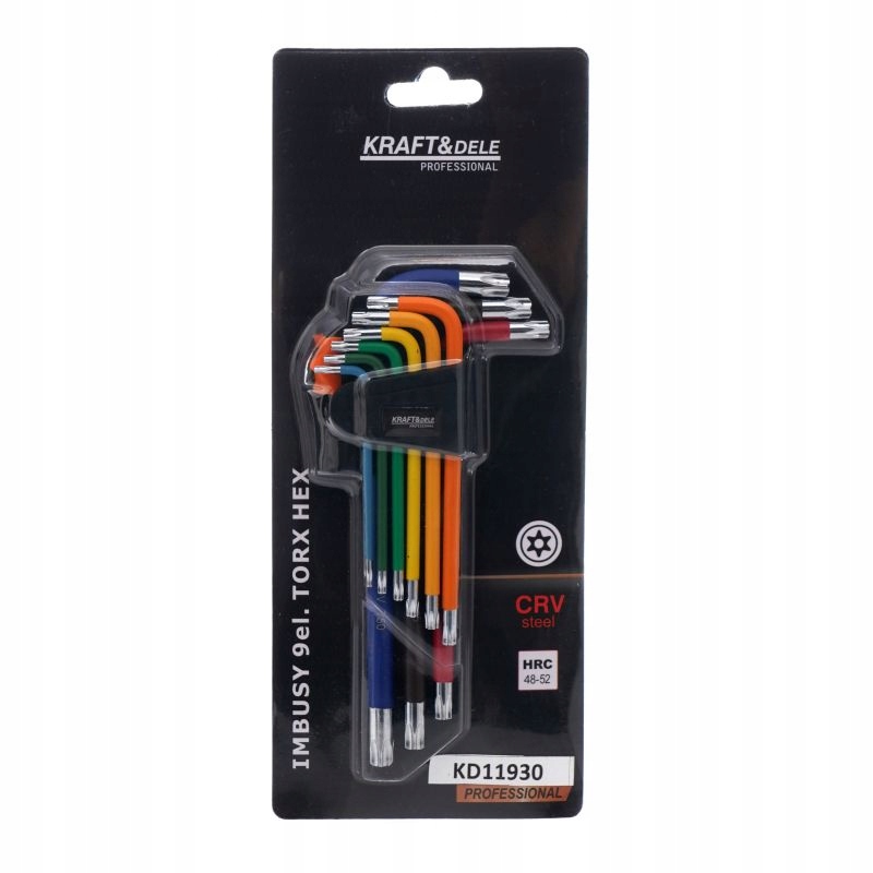 ZESTAW KOLOROWYCH IMBUSÓW TORX 9 EL. KRAFT&DELE