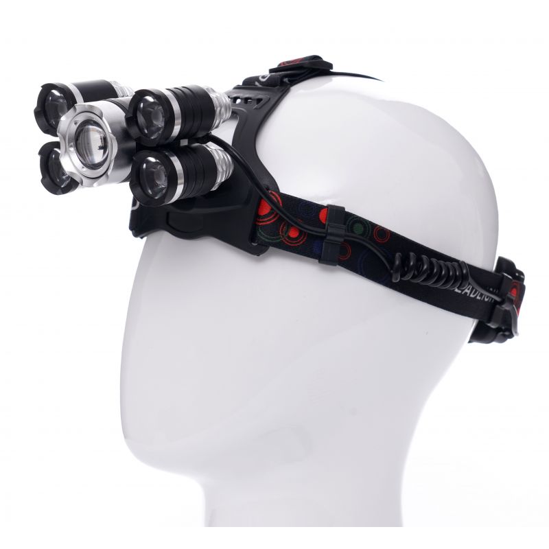 Latarka Czołowa 5 X Led T6 Cree Czołówka Bateria Kraft&Dele