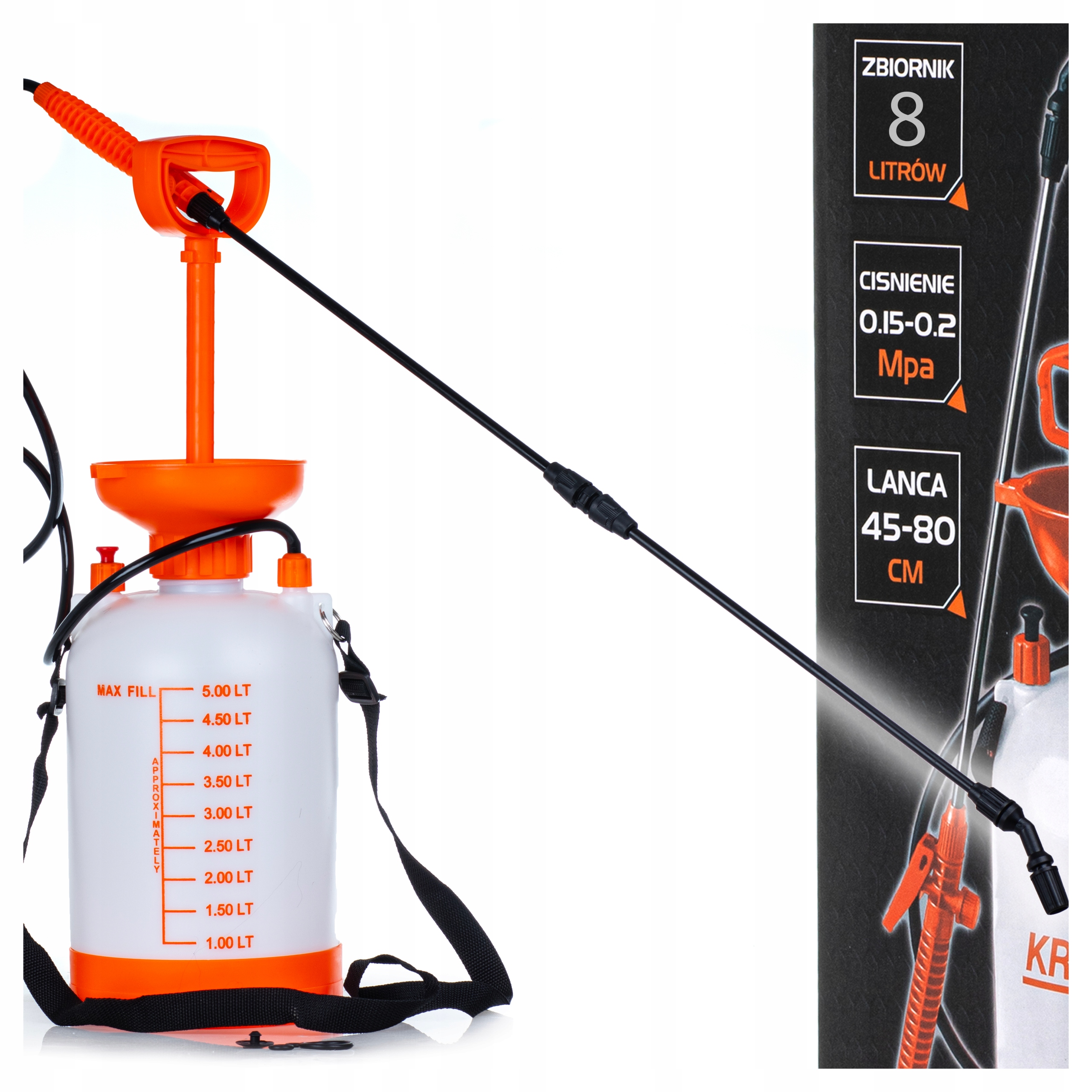 Opryskiwacz Ciśnieniowy 8 L Ręczny Pompa 2 Bary Kraft&Dele