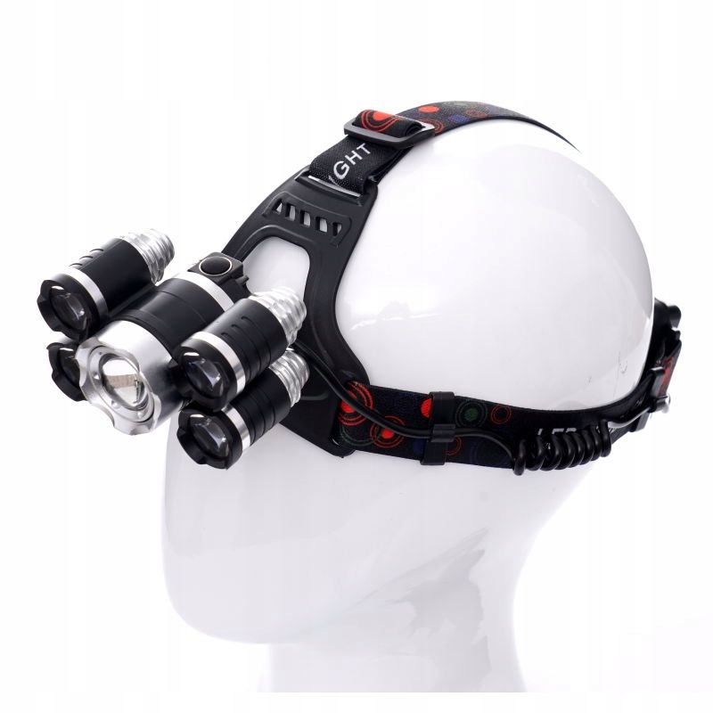 Latarka Czołowa 5 X Led T6 Cree Czołówka Bateria Kraft&Dele