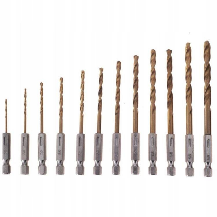 WIERTŁA TYTANOWE DO METALU BETONU ZESTAW HSS 13SZT