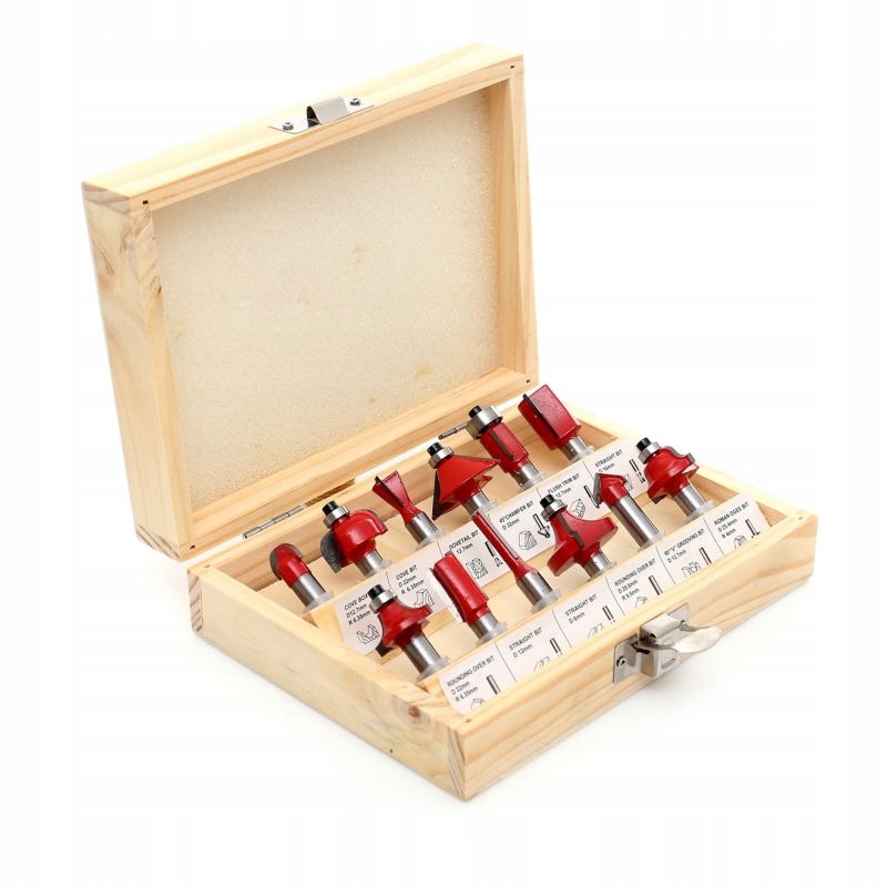 Zestaw Frezów do Drewna Trzpieniowy 12 sztuk elementów Kraft&Dele