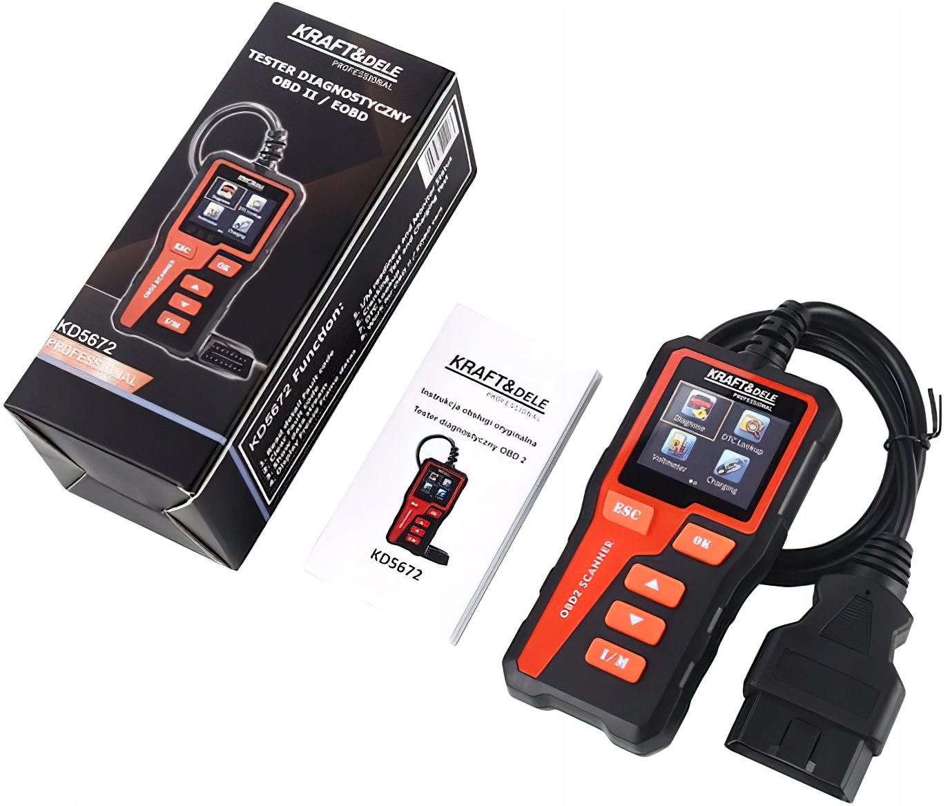 Tester Diagnostyczny Samochodowy LCD OBD II/EOBD Kraft&Dele