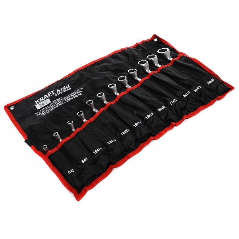 Zestaw Klucze 2 Stronne Oczkowe Odgięte Kraft&Dele 12 Elementów Kraft&Dele