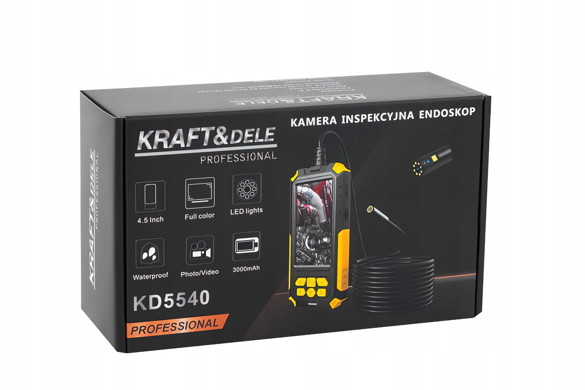Kamera Endoskopowa Inspekcyjna LCD 1080P IP68 3000mAh 5h pracy Kraft&Dele