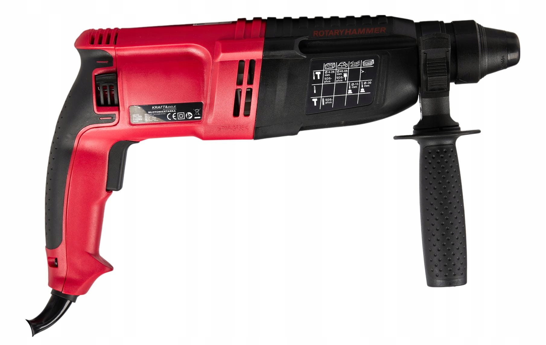 Młot Udarowy 2650W 230V SDS-PLUS 1300 RPM 5500/min Uderzeń 3w1 Kraft&Dele