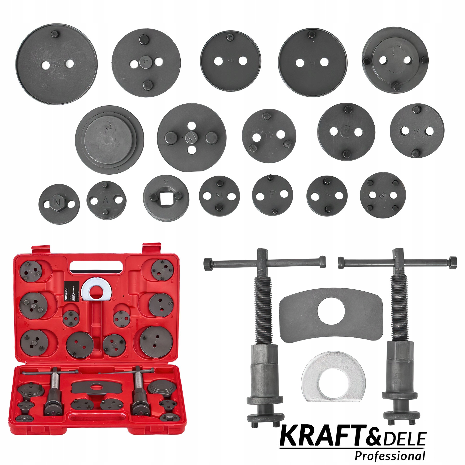 Zestaw do Wyciskania Tłoczków Hamulcowych 22 Elementy Kraft&Dele