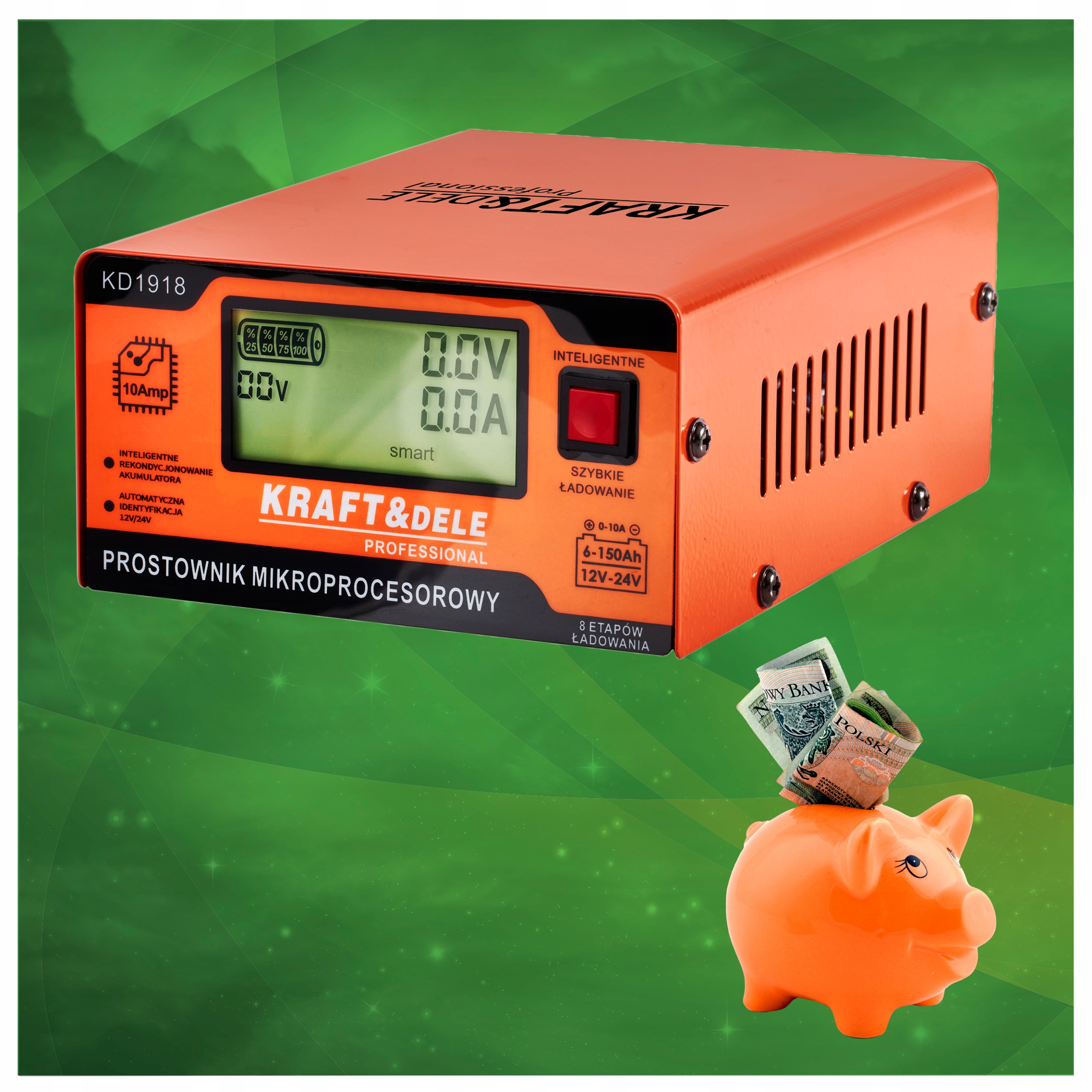 PROSTOWNIK MIKROPROCESOROWY AKUMULATOROWY ŁADOWARKA 10AMP 12/24V