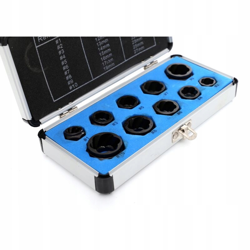 WYKRĘTAKI NASADKI DO ZERWANYCH USZKODZONYCH ŚRUB WALIZKA 10 SZT KRAFT&DELE