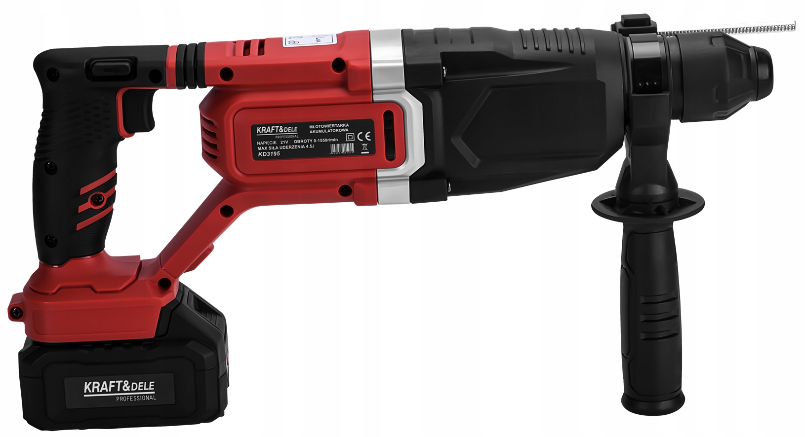 Młot Udarowy SDS Plus 1000W 4,5J Akumulatorowy 21V 2 x 4Ah 4,5J Kraft&Dele