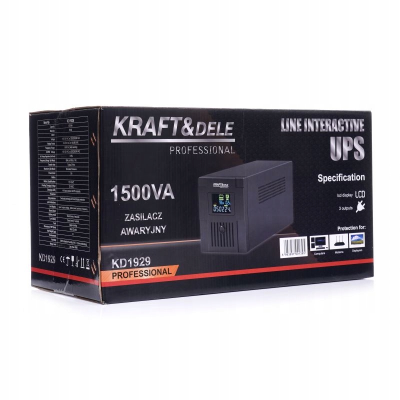 Zasilacz Awaryjny LCD UPS Kraft&Dele 900 W 1500 VA