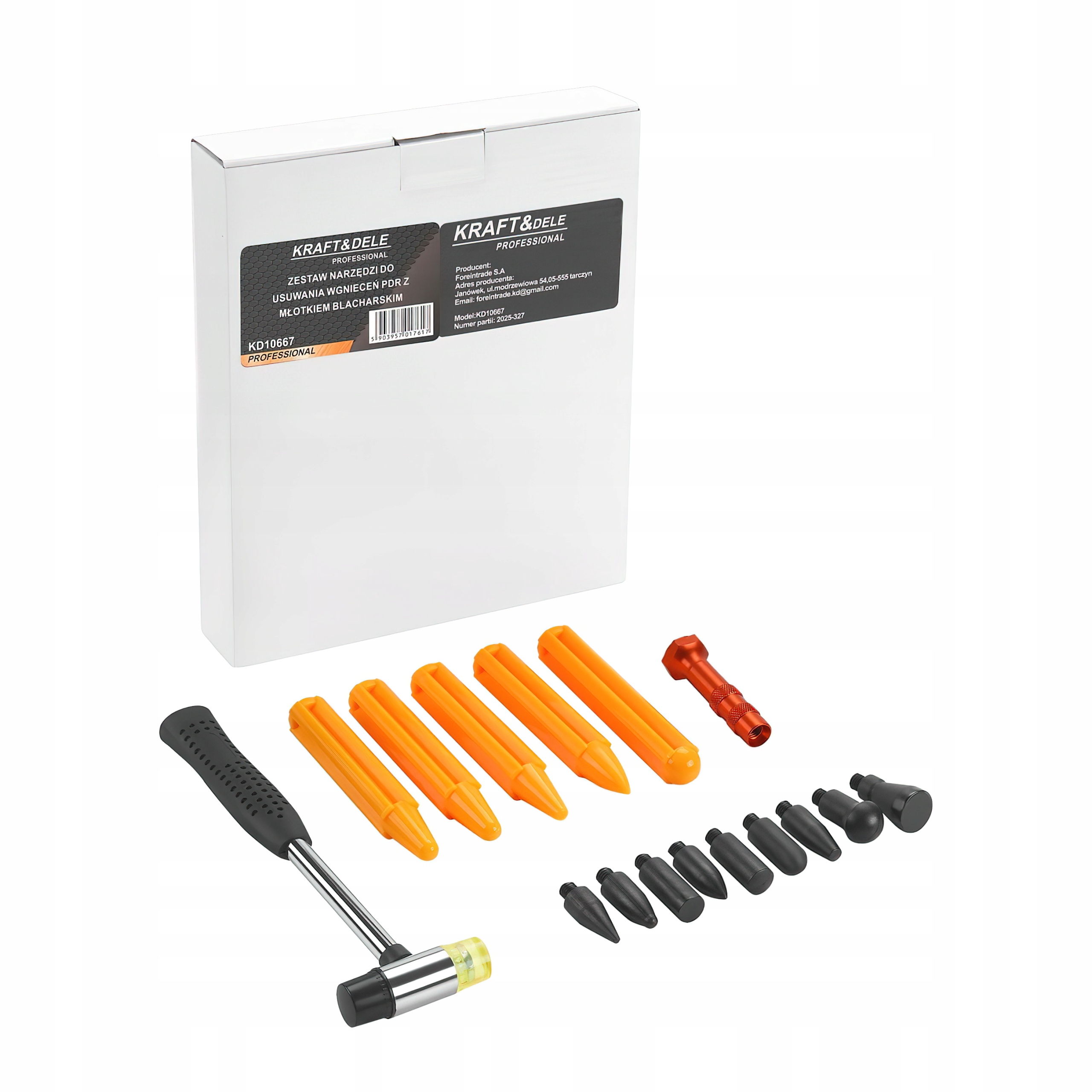 Zestaw do Usuwania Wgnieceń PDR Młotek Blacharski 15 Elementów Krafat&Dele