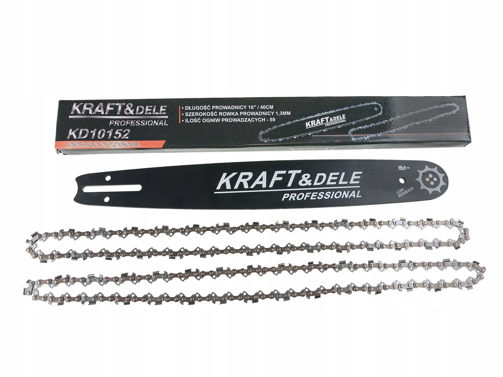 Prowadnica 16"/40cm + 2 łańcuchy do Piły Kraft&Dele KD10152