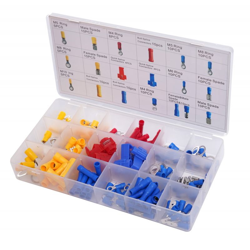 KONEKTORY IZOLOWANE ZESTAW KONEKTORÓW W POJEMNIKU 160 SZTUK KRAFT&DELE