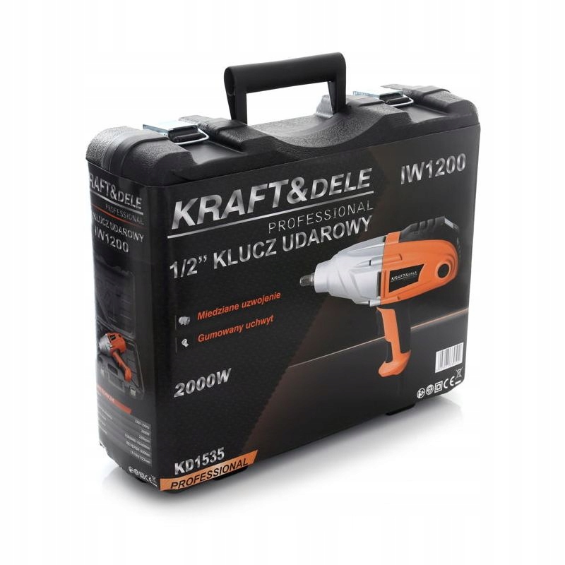 Elektryczny klucz udarowy 1/2" walizka nasadki Kraft&Dele KD1535 230V LCD