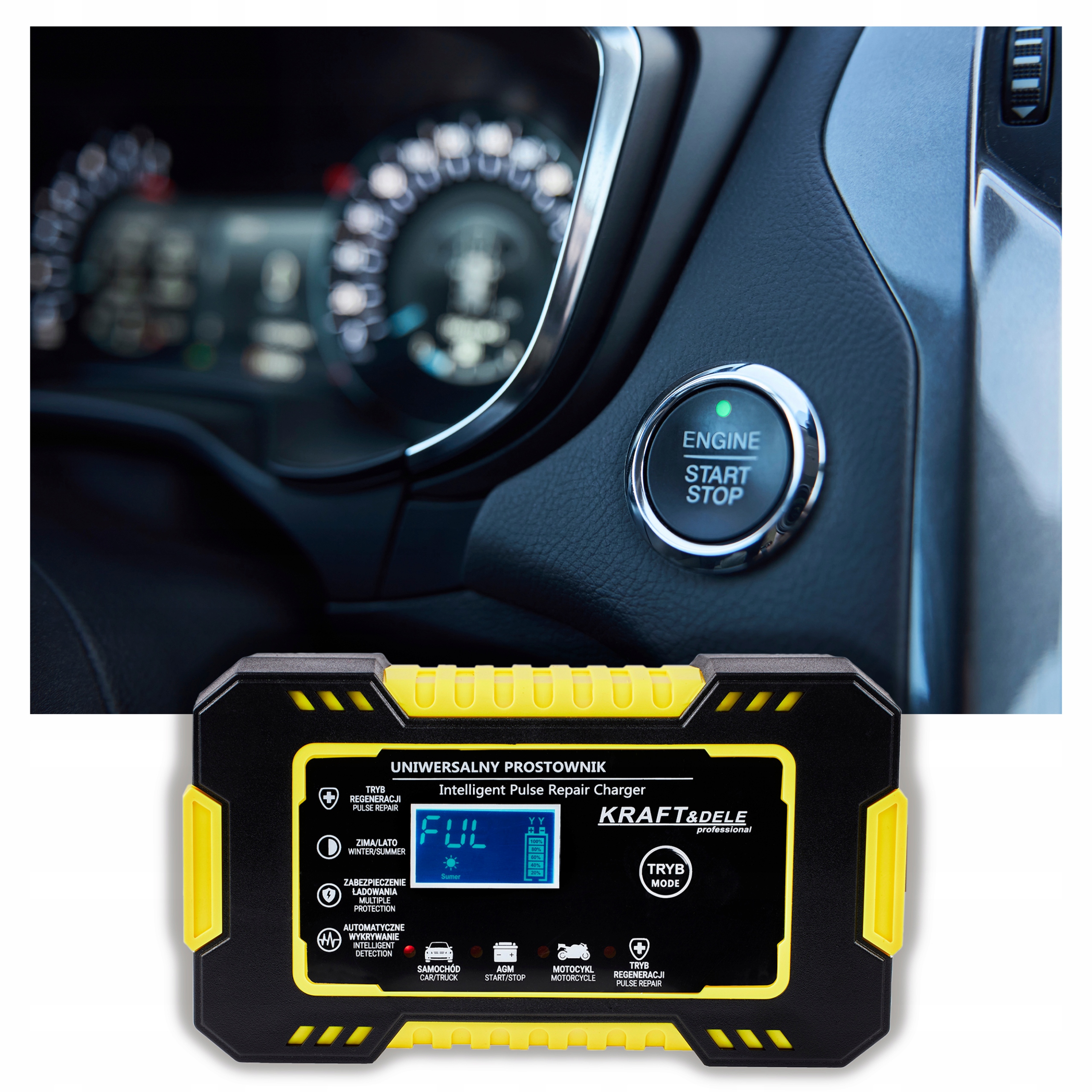 PROSTOWNIK AKUMULATOROWY AUTOMATYCZNY FUNKCJA NAPRAWY 12/24V ŁADOWARKA 10A