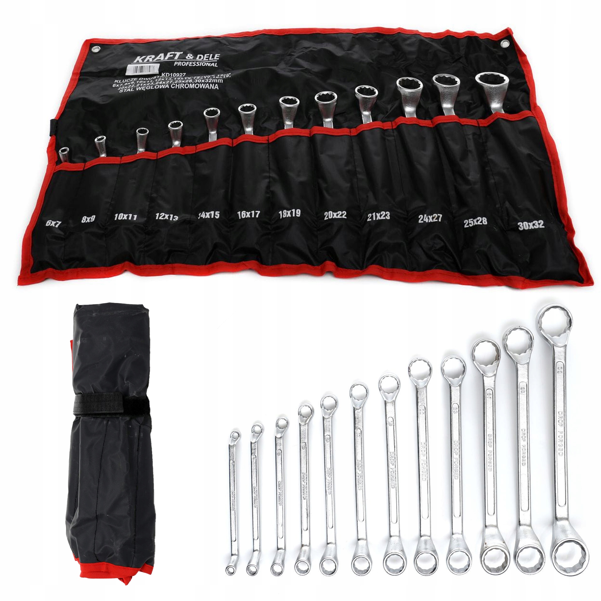 Zestaw Klucze 2 Stronne Oczkowe Odgięte Kraft&Dele 12 Elementów Kraft&Dele