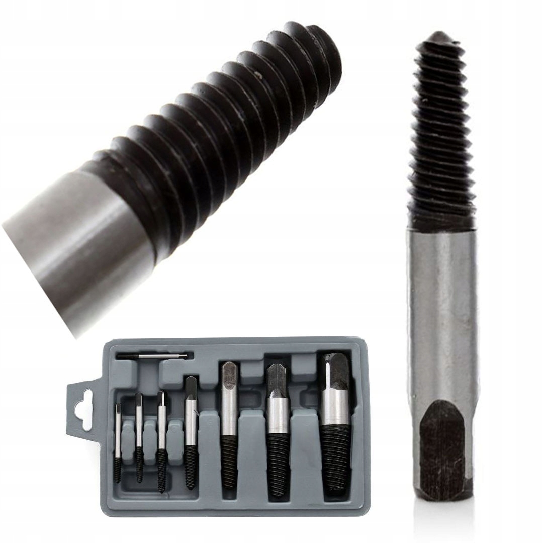 Wykrętaki Zestaw do Zerwanych Uszkodzonych Śrub 8 Elementów Kraft&Dele