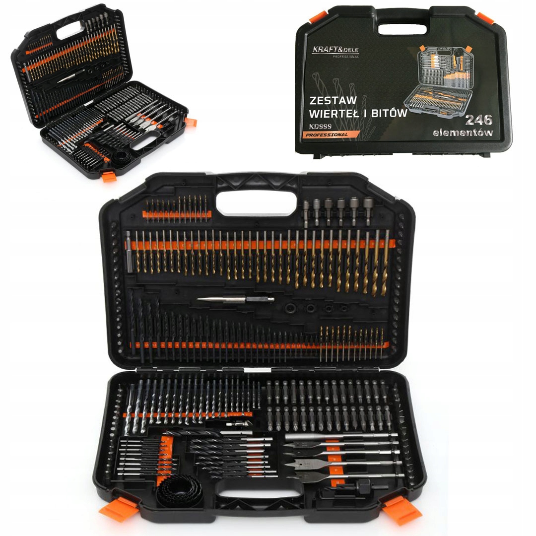 Zestaw Bitów i Wierteł Drewna Betonu Walizka Kraft&Dele 246 Elementów
