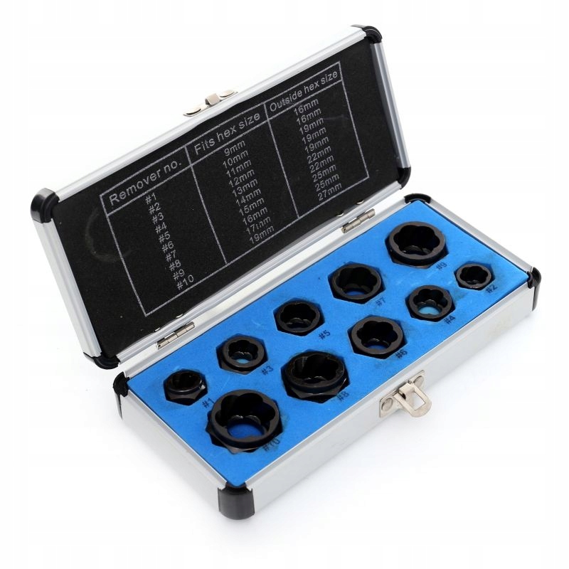 WYKRĘTAKI NASADKI DO ZERWANYCH USZKODZONYCH ŚRUB WALIZKA 10 SZT KRAFT&DELE