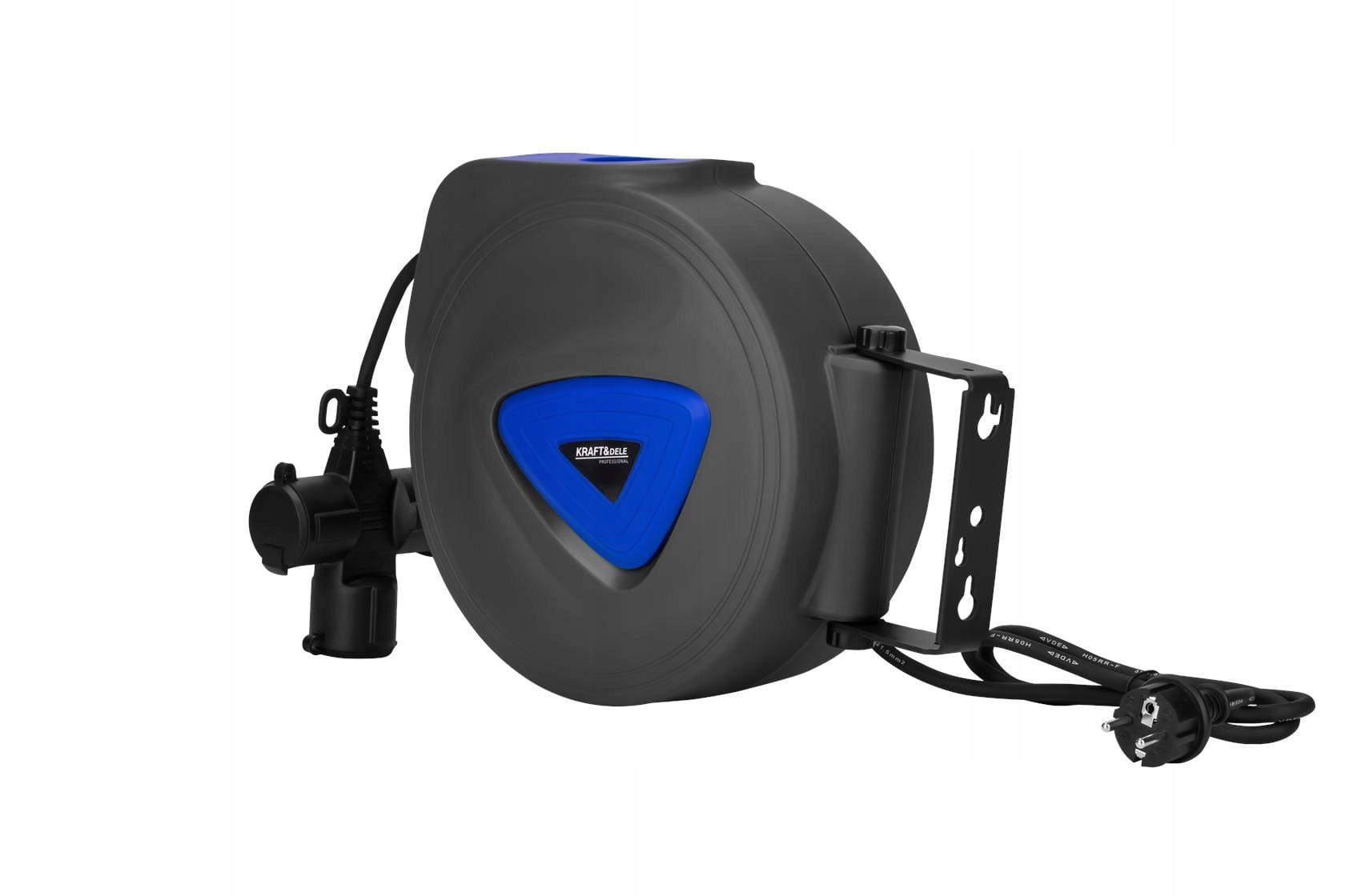 Przedłużacz Bębnowy Automatyczny Zwijacz Ścienny 180° 20m 3x Kraft&Dele