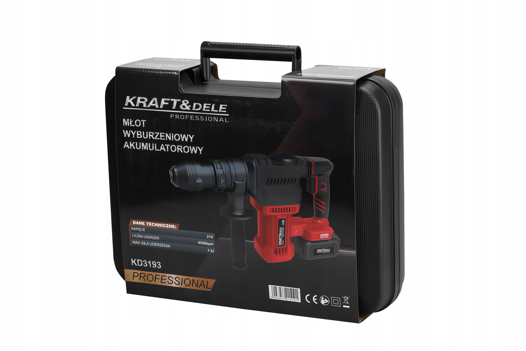 Młot Udarowy SDS Plus 7,5J Akumulatorowe 4Ah 21V Kraft&Dele