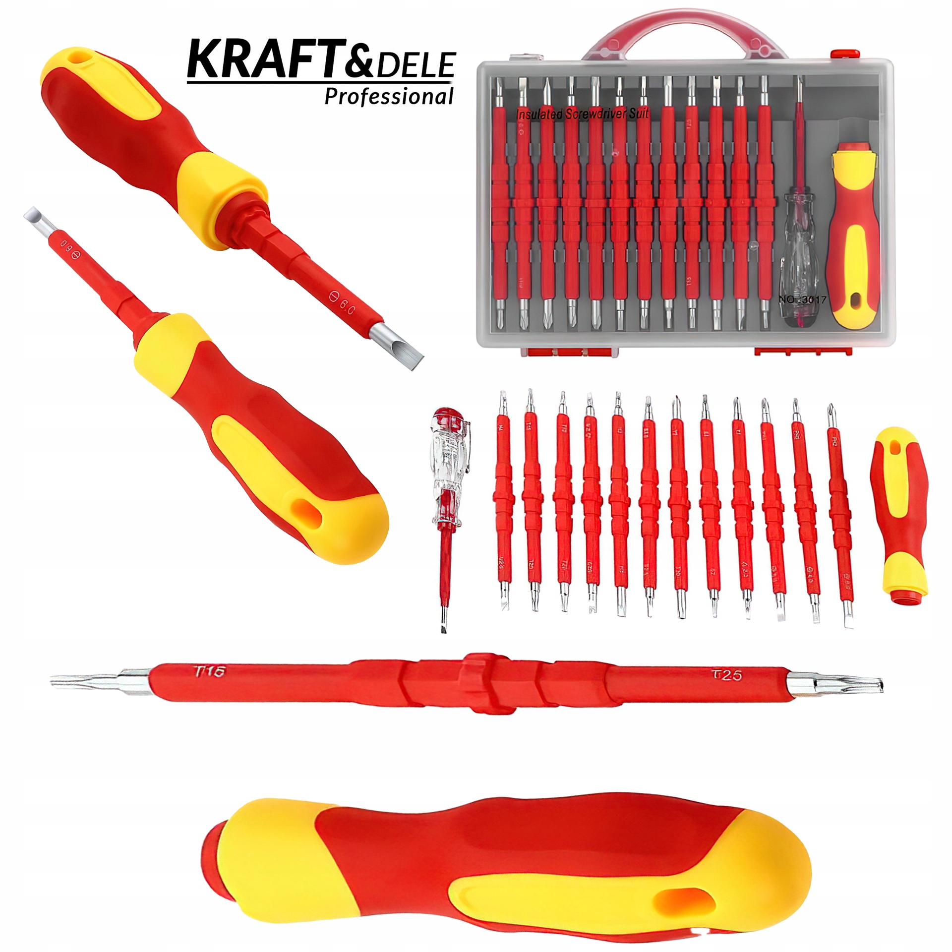 Zestaw Śrubokrętów Izolowanych Elektrycznych Dwustronny 14 Elem. Kraft&Dele