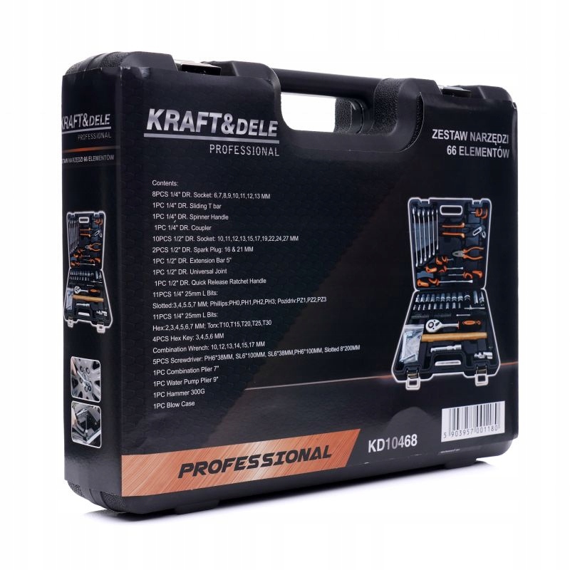 ZESTAW NARZĘDZI WALIZKA 66 ELEMENTÓW KD10468