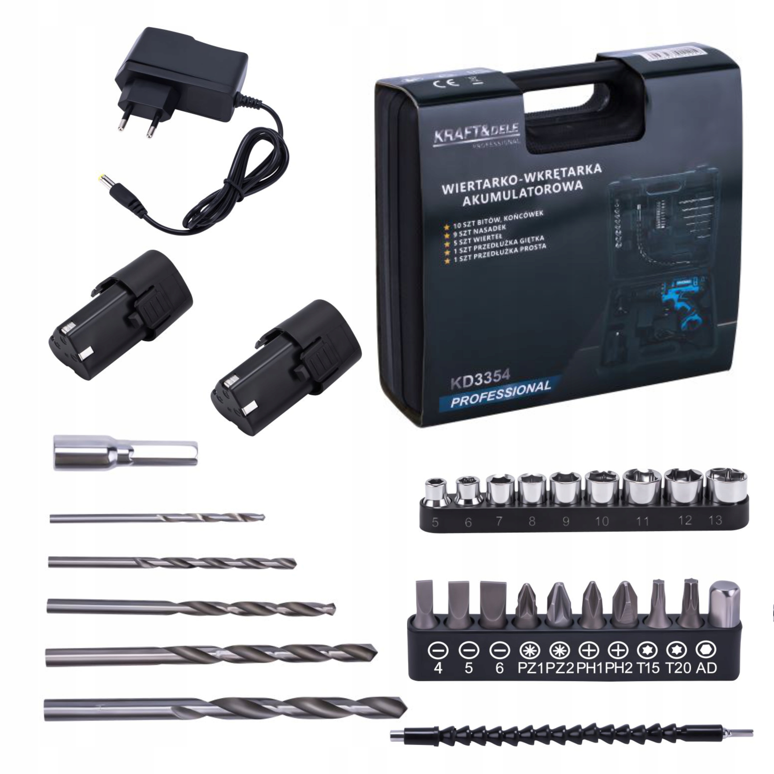 Wiertarko-Wkrętarka Akumulatorowa 18V 1,5Ah Kraft&Dele Zestaw 2x Bateria