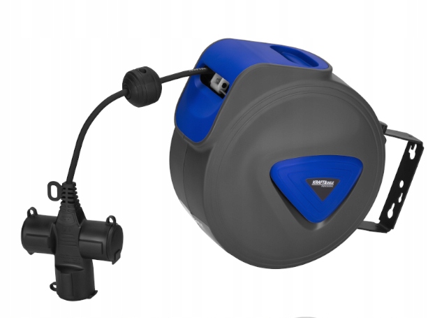 Przedłużacz Bębnowy Automatyczny Zwijacz Ścienny 180° 20m 3x Kraft&Dele