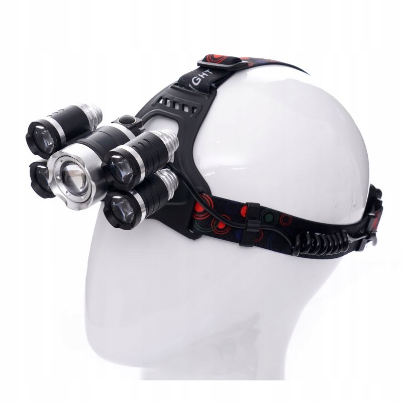 Latarka Czołowa 5 X Led T6 Cree Czołówka Bateria Kraft&Dele