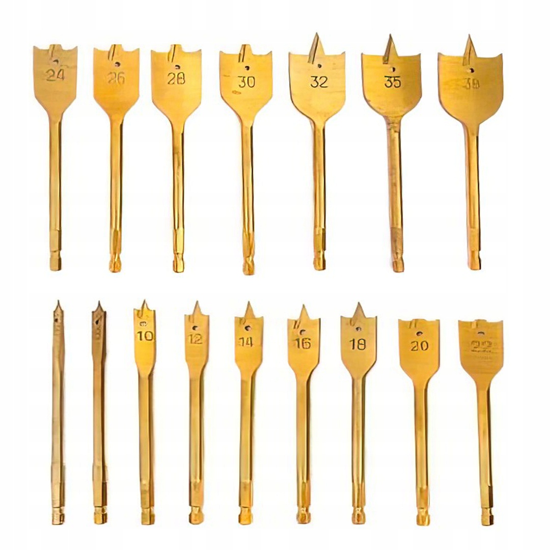 Zestaw Wierteł Łopatkowych do Drewna 6-38 mm 16 Sztuk Kraft&Dele